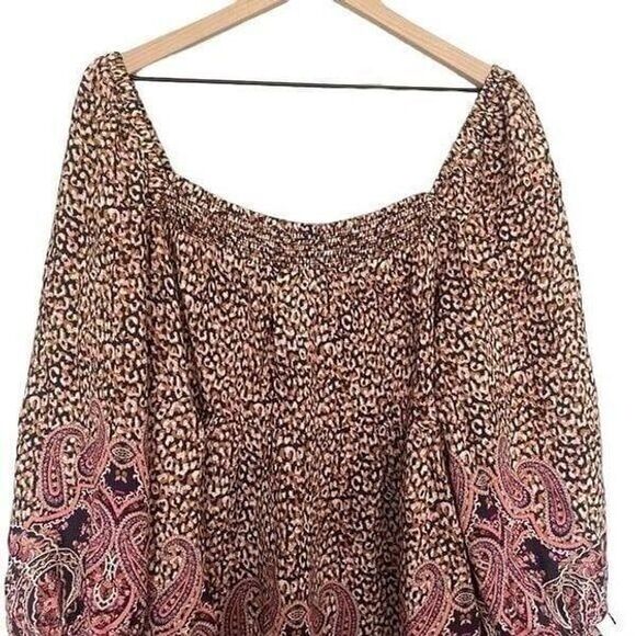 NWT Anthropologie Maeve Large Dress Boho Smocked Leopard Paisley Peasant - Picture 3 of 11